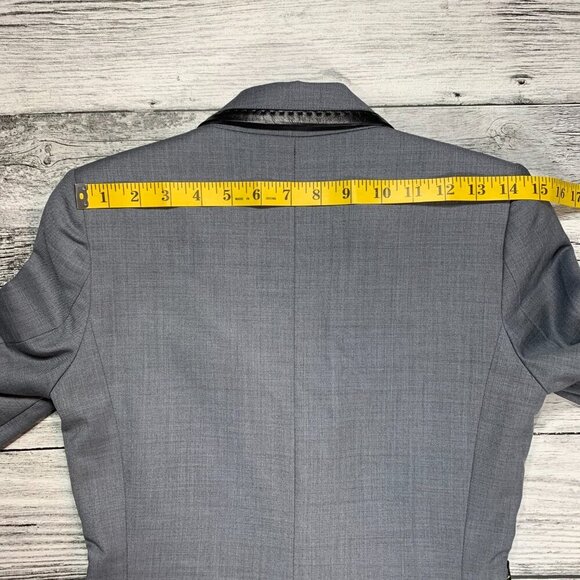 Tart Collections Wool Blend Lamb Leather Trim Fitted Blazer Jacket New - Picture 8 of 16